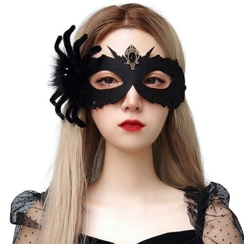 9484 Black Masquerade Mask Spider Mask Halloween Half Face Costume Mask